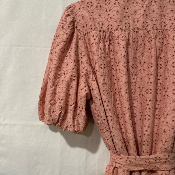 Vintage-Inspired Crown & Ivy Eyelet Dress Puff Sleeves Embroidered Tie Waist XL - Picture 14 of 16